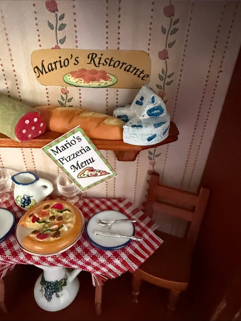 Vintage Miniature Italian Restaurant Shadow Box – Handcrafted Wall Art